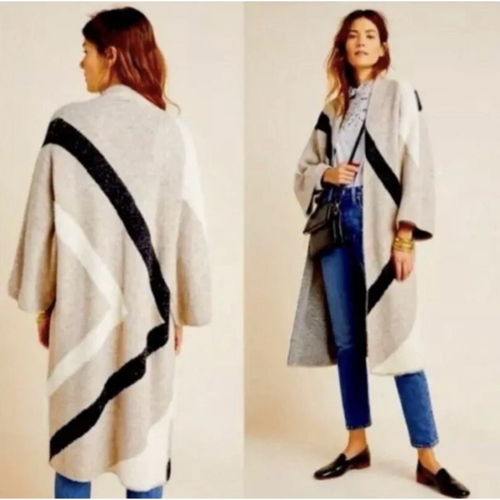 ANTHROPOLOGIE Akemi + Kin Antonia Geometric Duster Cardigan Sweater One Size